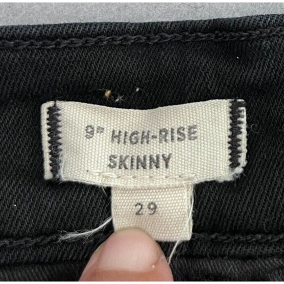 Madewell Jeans Women 29 Black 9" High Rise Skinny Denim Grunge Cropped Stretch - Picture 3 of 15